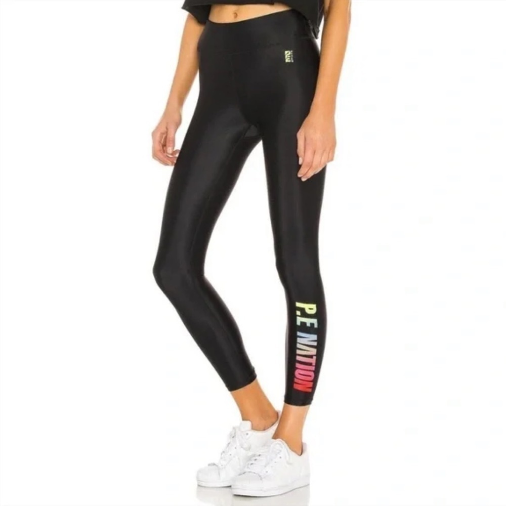 P.E Nation Emerging Gradient Rainbow Logo Legging in Black